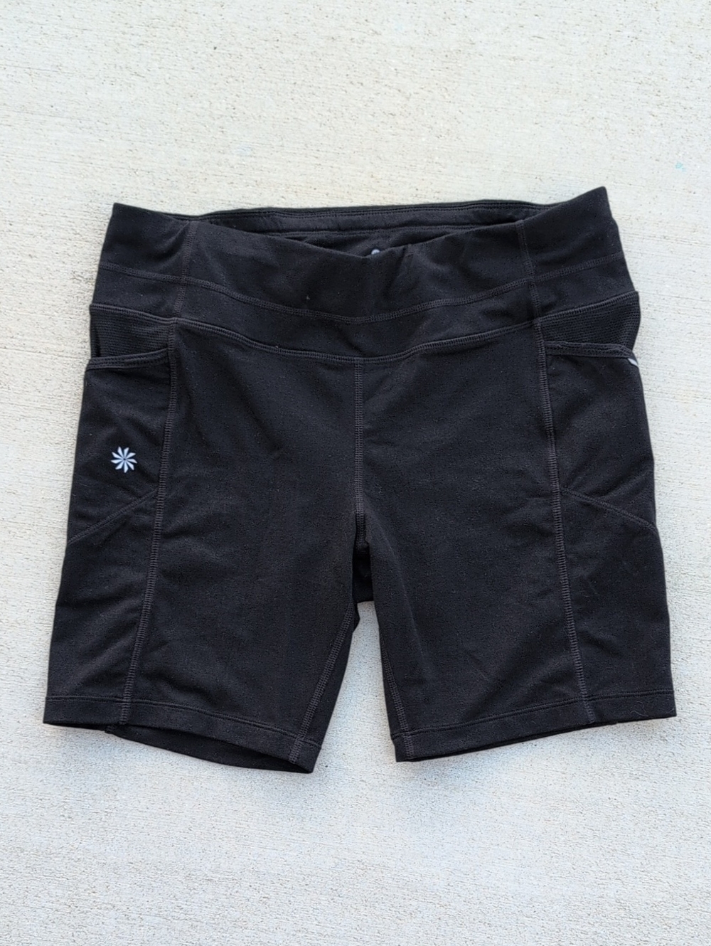 Athleta Black High-Rise Bike Shorts with Side Pockets